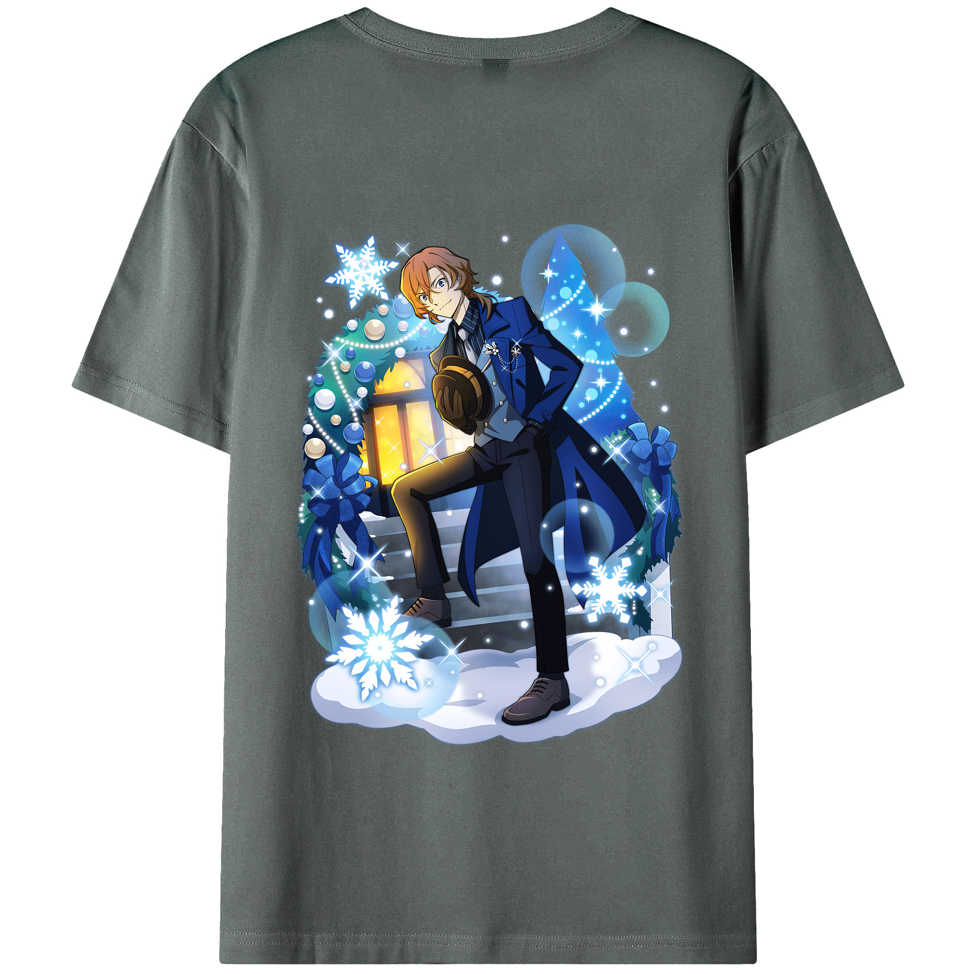 （画像用） 文豪ストレイドッグス Bungo Stray Dogs 綿100％ メンズ半袖Tシャツ（バックプリント） 通気性